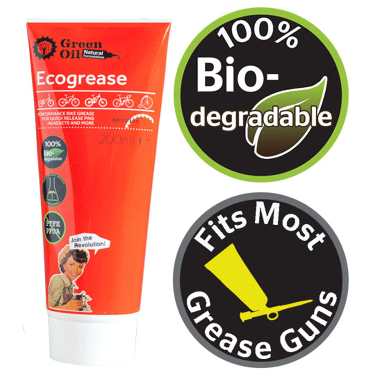 Green Oil Eco Rider Deluxe Set lubricant tube by ZEITBIKE, 200ml eco-friendly grease for bike maintenance and cleaning.