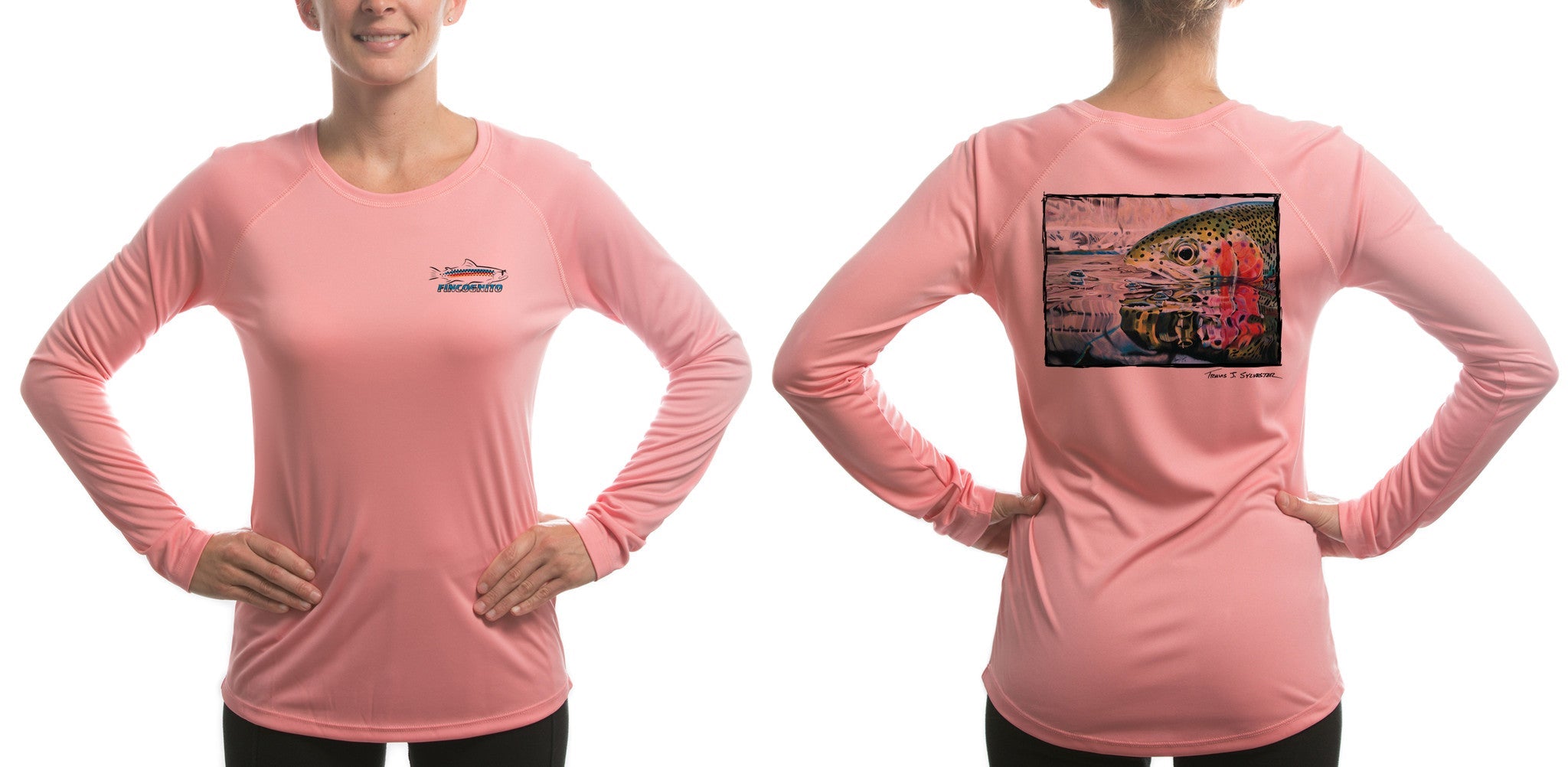 Women's Sun Protective Fishing Shirt Pretty Pink/Rainbow Reflections - OVERLANDERS Outfitter