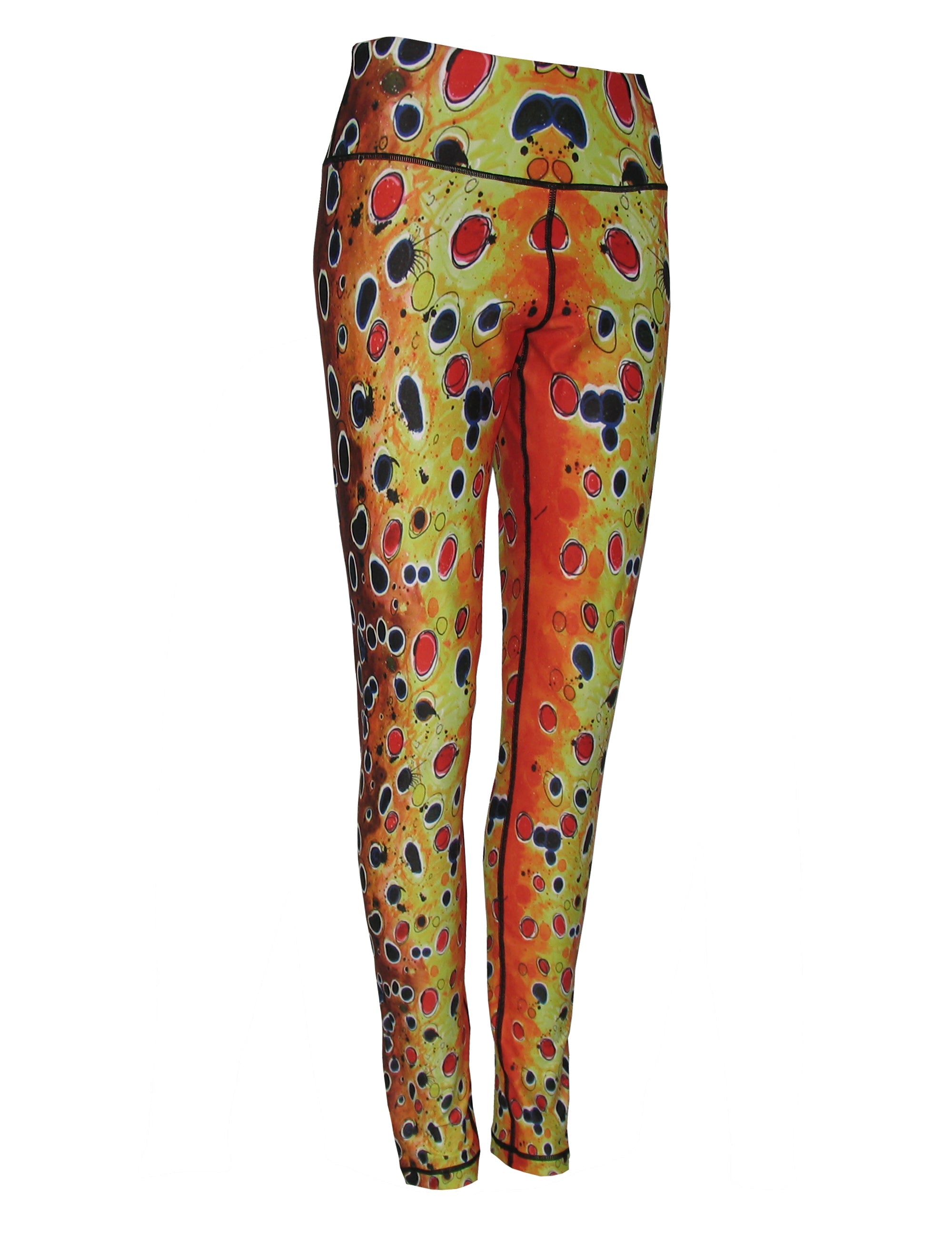 Brown Trout2 all sport leggings with brown trout fish print pattern from Cognito Brands, designed for active wear.