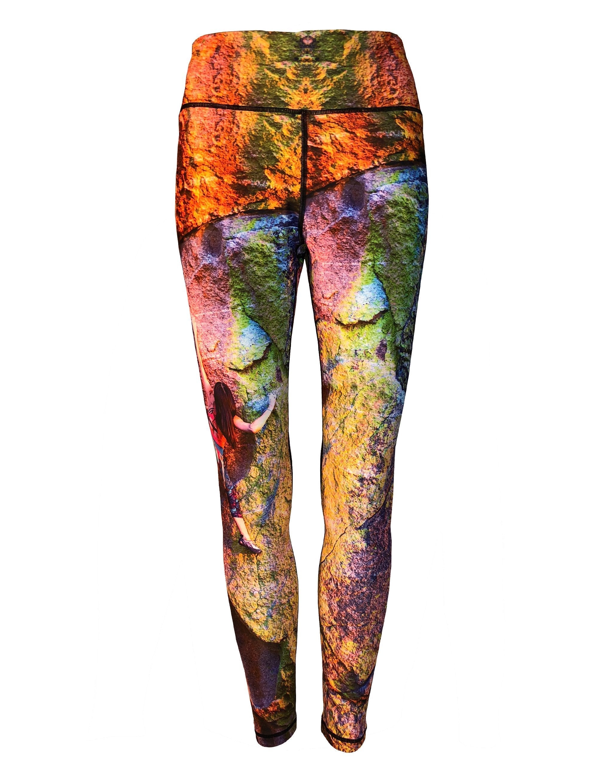 Cognito Brands JLP Climber mountain print all sport leggings featuring a vibrant mountain pattern and stretchy athletic fabric