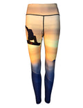Patterned all sport leggings by Cognito Brands featuring a snowboarder mountain print design on stretchy athletic wear.