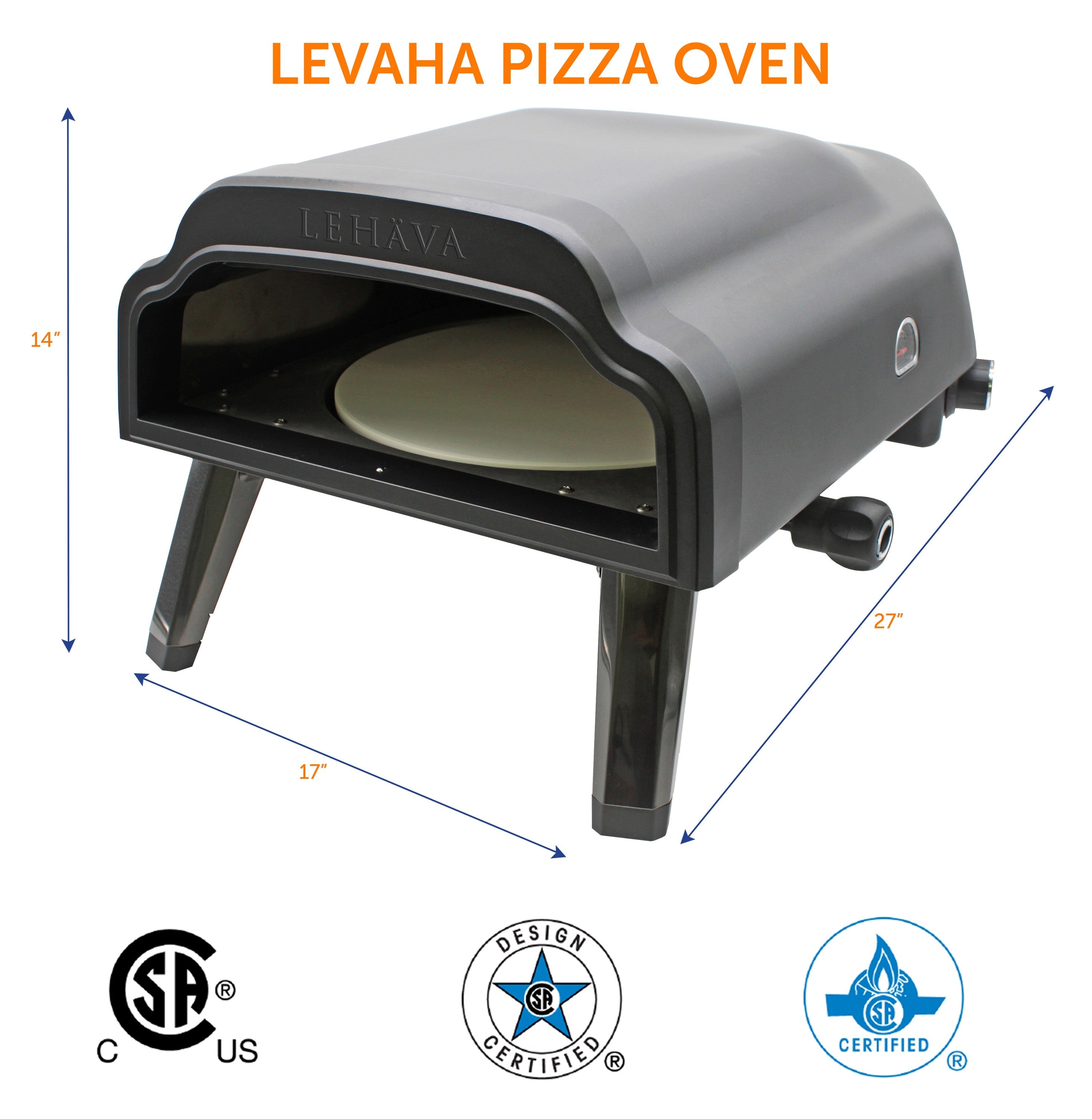 Flame King outdoor portable 14-inch propane pizza oven with a gas rotating stone for even cooking.