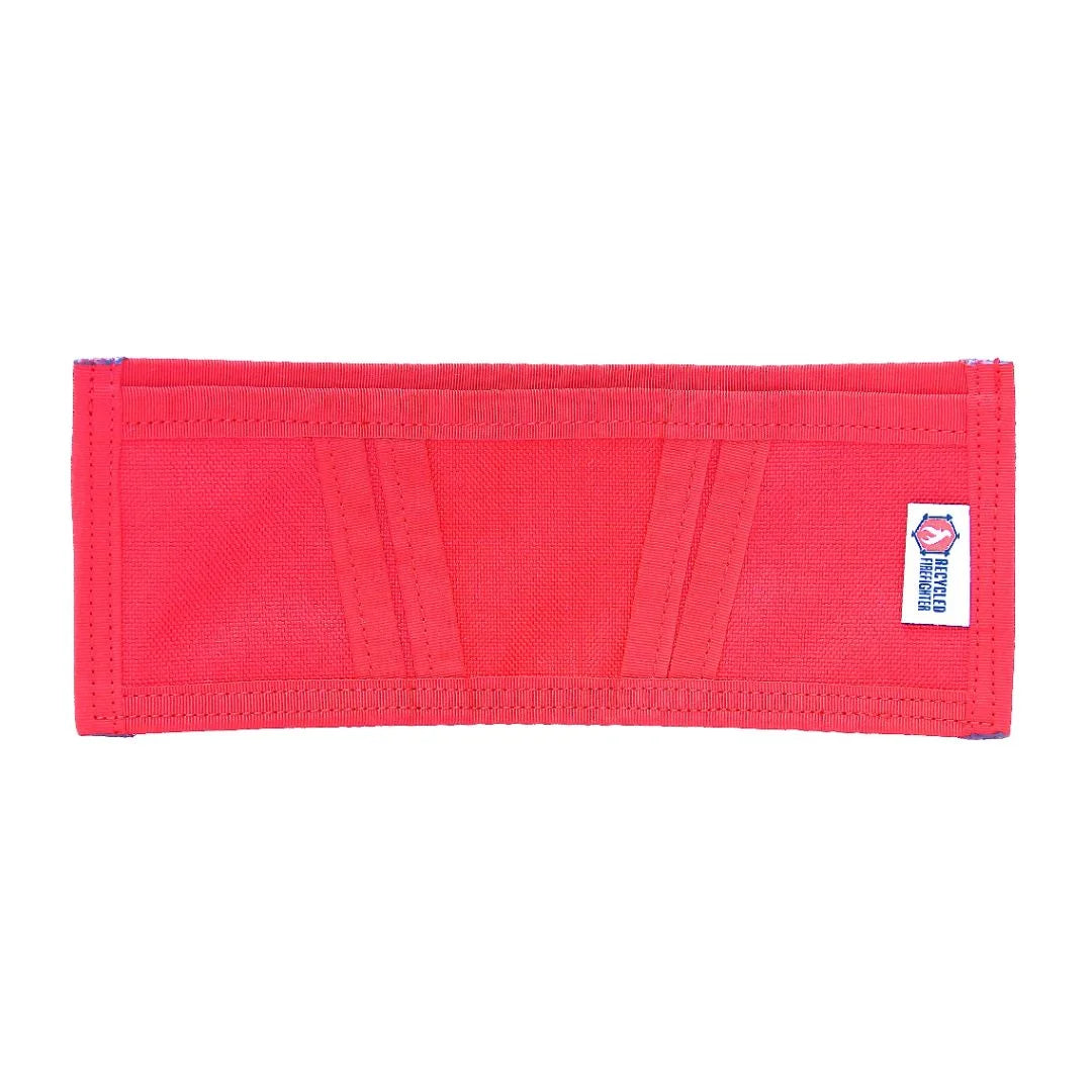 Recycled Firefighter Lieutenant Wallet Firehose Edition made from reclaimed firehose with multiple card slots and a durable design.