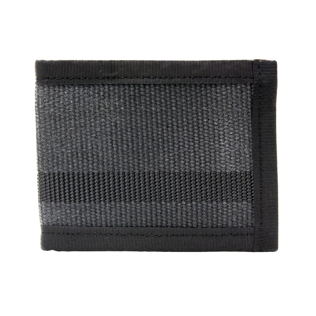 Recycled Firefighter Lieutenant Wallet Firehose Edition in black, made from recycled firehose material, showcasing durability and craftsmanship.
