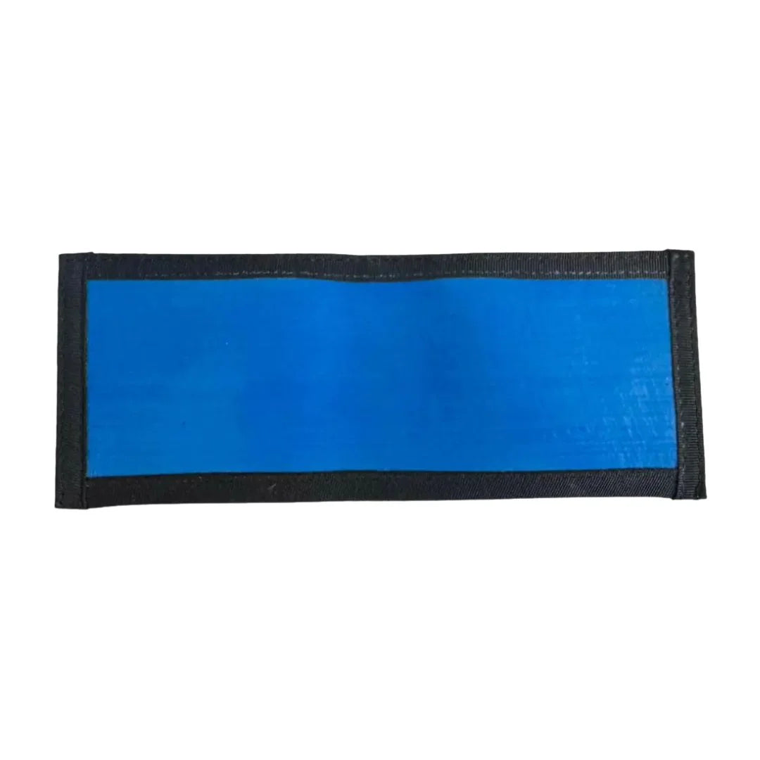 Recycled Firefighter Lieutenant Wallet Firehose Edition in blue rubber hose material, durable eco-friendly wallet for men.