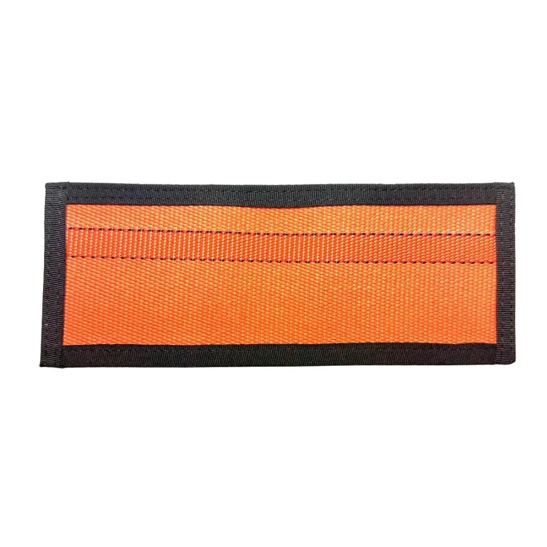 Recycled Firefighter Lieutenant Wallet Firehose Edition in orange made from recycled firehose material, featuring a durable, rugged design.