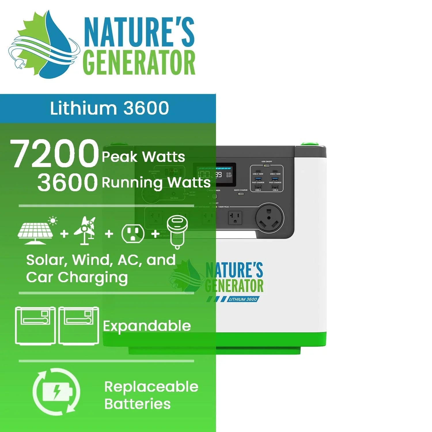 Nature's Generator Lithium 3600 Power Station - We The Collective
