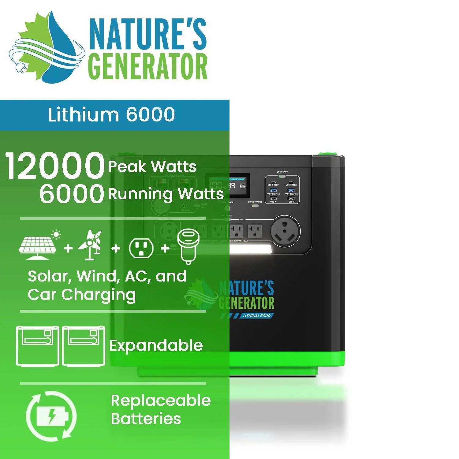 Nature's Generator Lithium 6000 Power Station - We The Collective