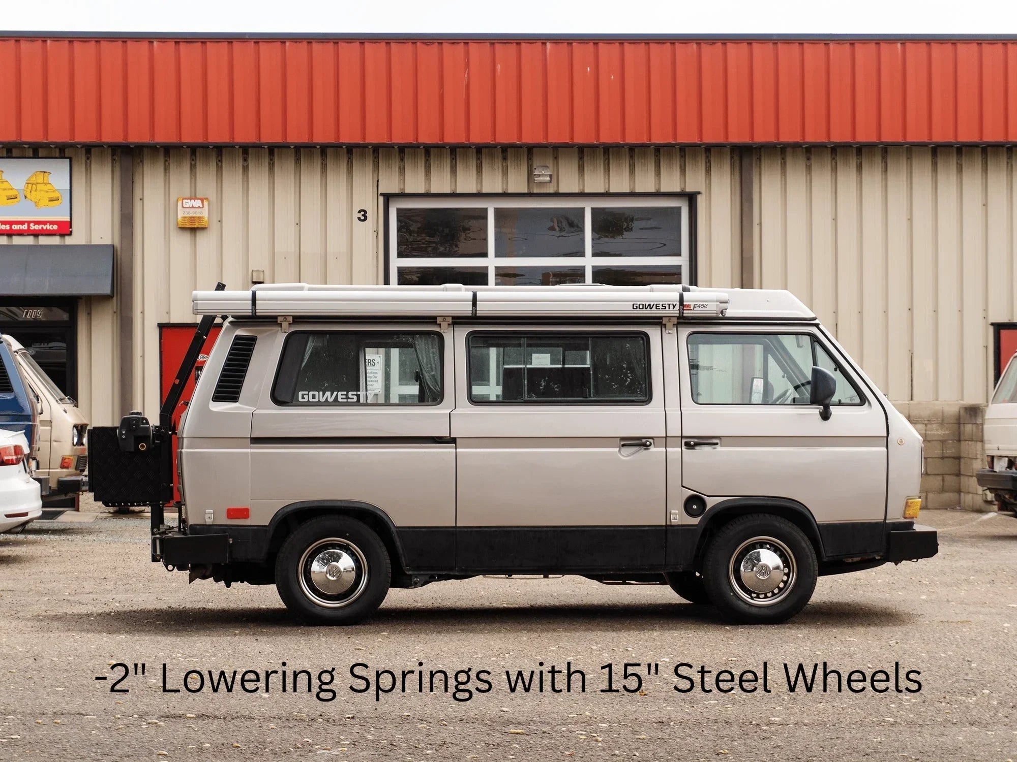 GoWesty coil spring bundle for 2WD Vanagon, showing lowering springs with a focus on the spring coils and suspension components.