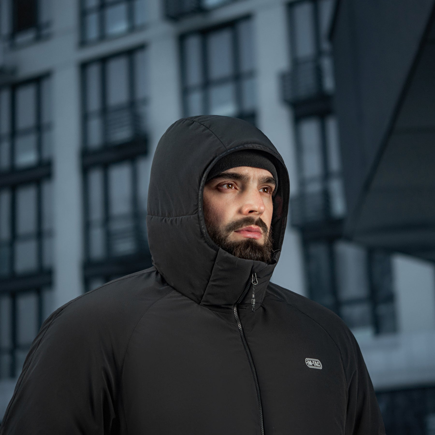 M-Tac Paladin Pro Primaloft winter jacket in black, showcasing insulation and durable fabric design.