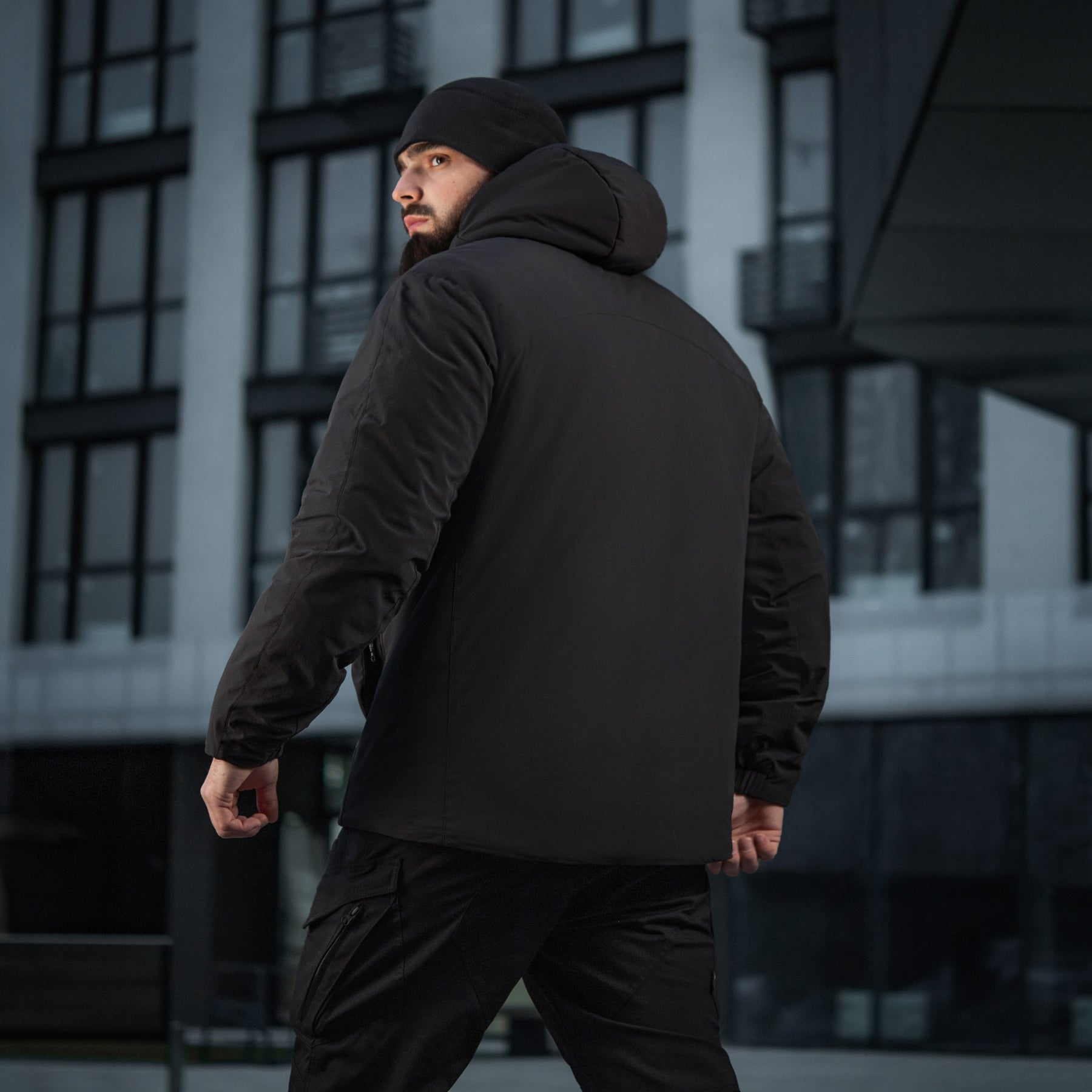 M-Tac Paladin Pro Primaloft winter jacket in black, featuring a sleek design and insulated warmth for cold weather.