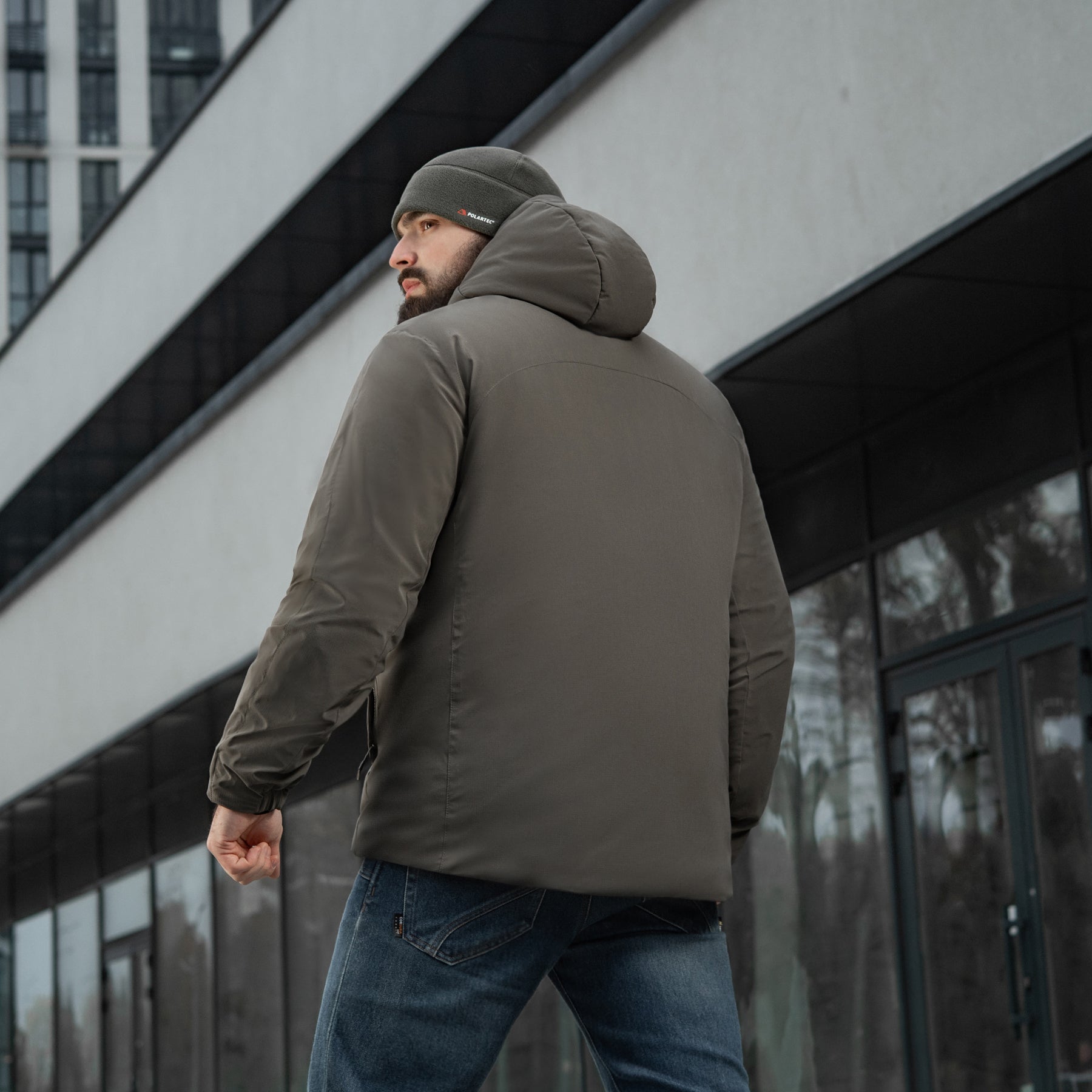 M-TAC Paladin Pro Primaloft winter jacket in olive, showcasing its insulated design and functional features.