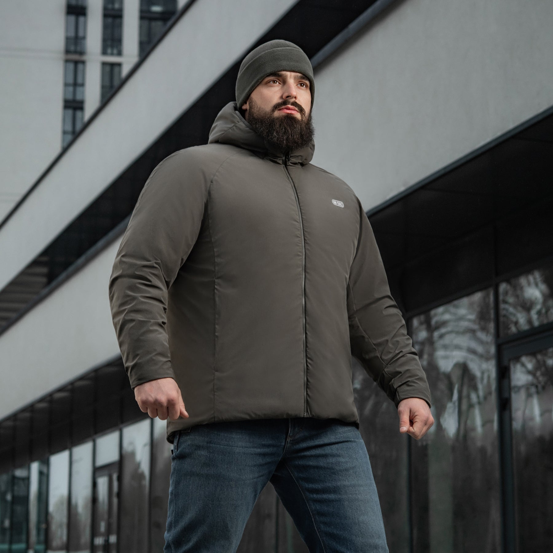 M-Tac Paladin Pro Primaloft winter jacket in olive, showcasing durable material and practical design for cold weather.