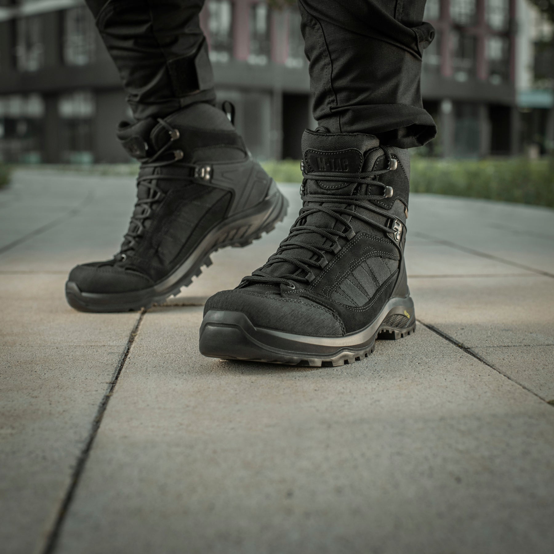 Black M-TAC Tactical Boots Demi-Season Pro Line with sturdy design, laces, and rugged sole for tactical and outdoor use.