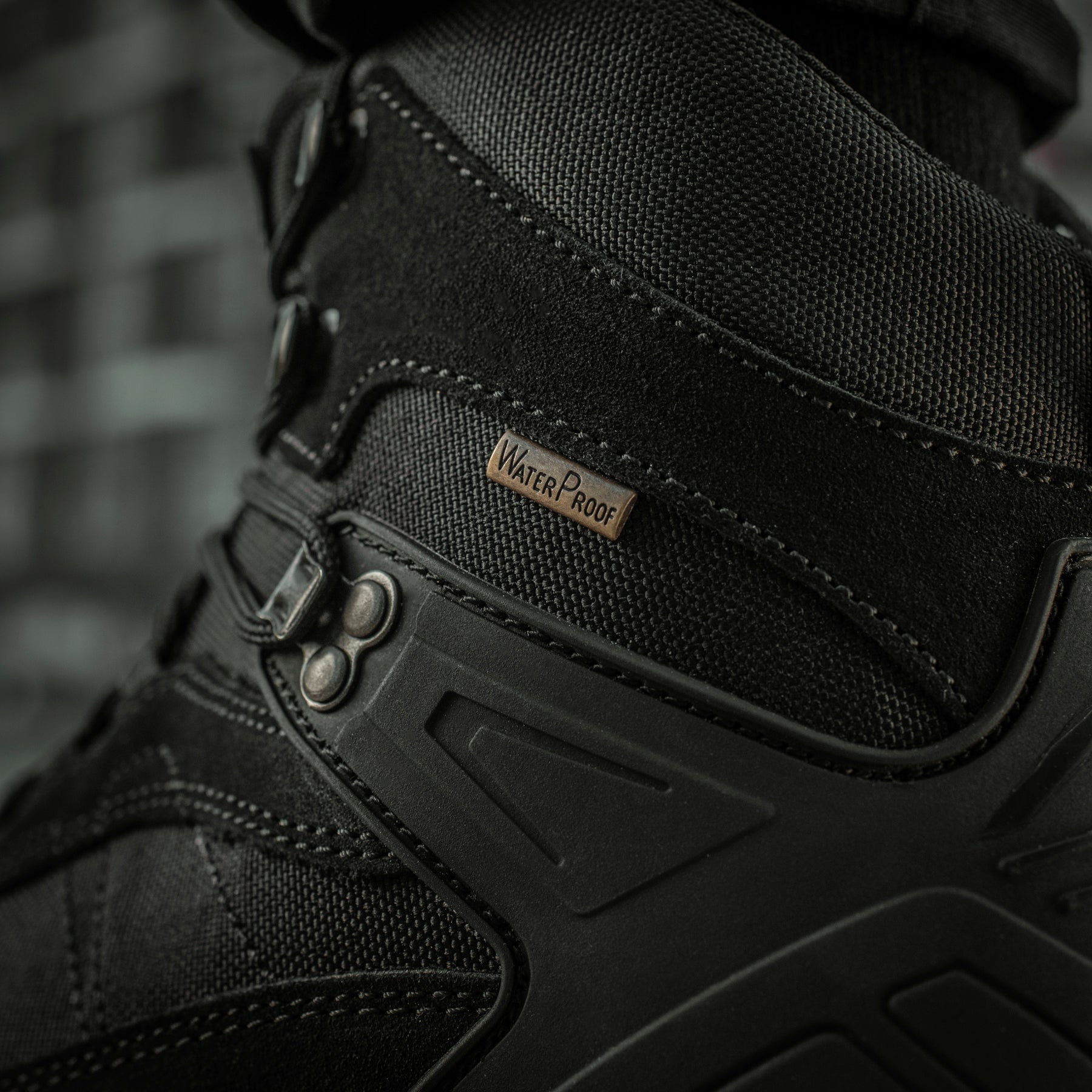 Black M-Tac tactical boots from the Pro Line, featuring durable leather and rugged sole for demi-season outdoor tactical use.