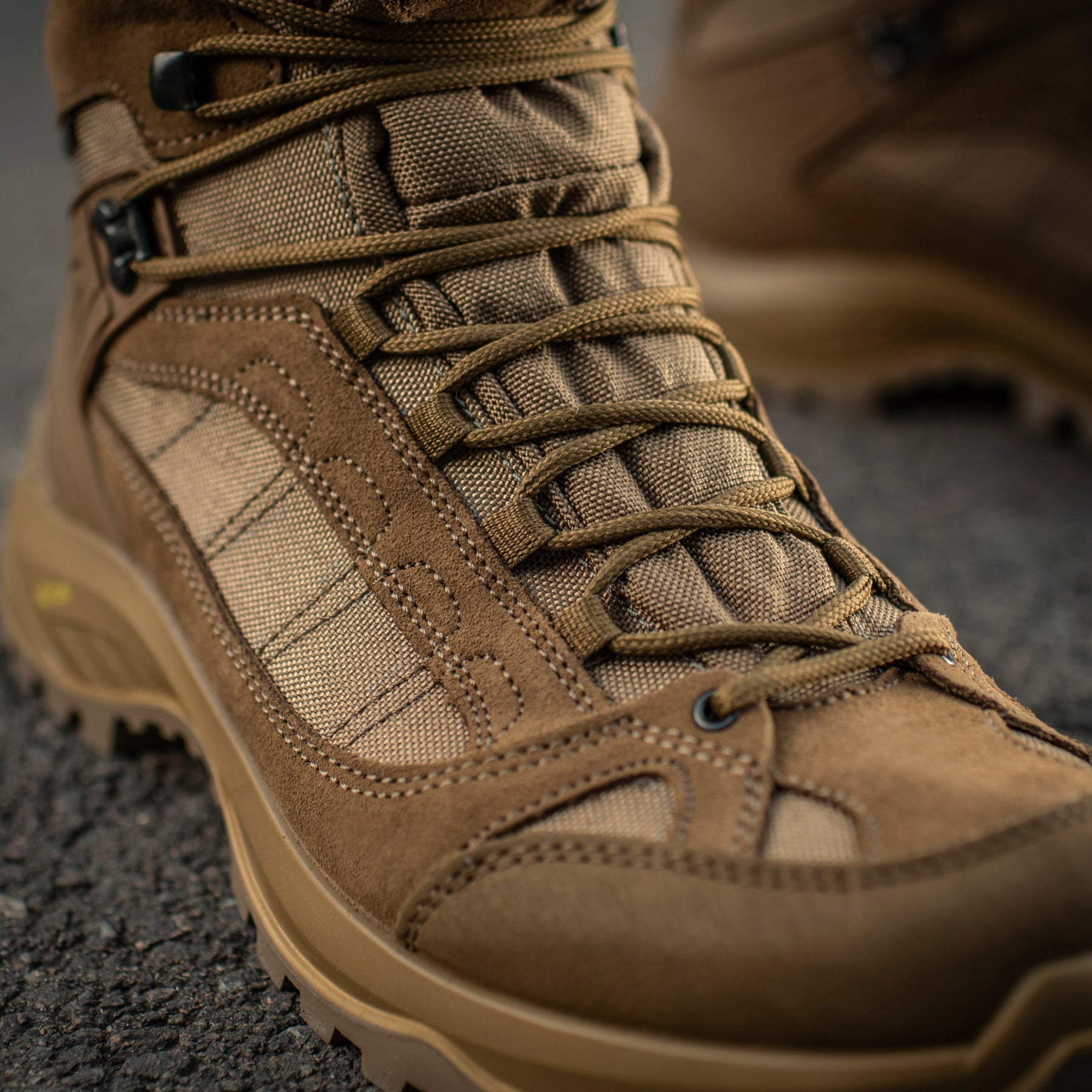 M-Tac tactical boots Demi-Season Pro Line in coyote color, featuring durable leather and rugged sole for outdoor military use.
