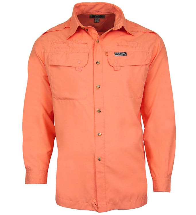 Men's Hook & Tackle Seacliff 2.0 L/S UV vented fishing shirt in light color, featuring mesh ventilation and long sleeves.