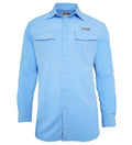 Women's Hook & Tackle Coastline long sleeve UV vented fishing shirt in light color with breathable fabric and a relaxed fit.
