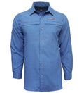 Men's Hook & Tackle Matheson L/S vented fishing shirt in light color, featuring long sleeves and mesh ventilation panels.