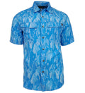 Men's Geo Camo UV Vented Fishing Shirt by Hook & Tackle with short sleeves and breathable fabric for outdoor fishing activities.