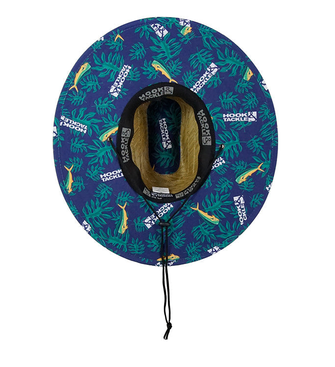 Inside view of the Hook & Tackle Mahi Mahi Tropics straw hat showcasing its design and interior lining.