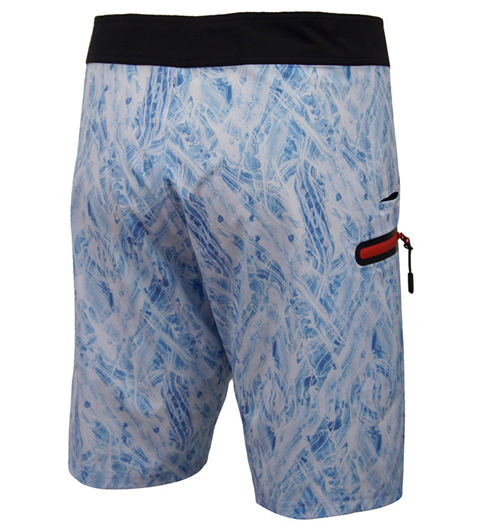 Men's Hook & Tackle Riptide Stretch Fishing Boardshort in blue, featuring a comfortable fit and water-resistant fabric.