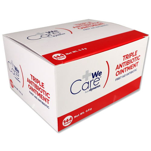144 packets of quakekits.com antibiotic ointment for wound care and infection prevention in a compact, organized layout.