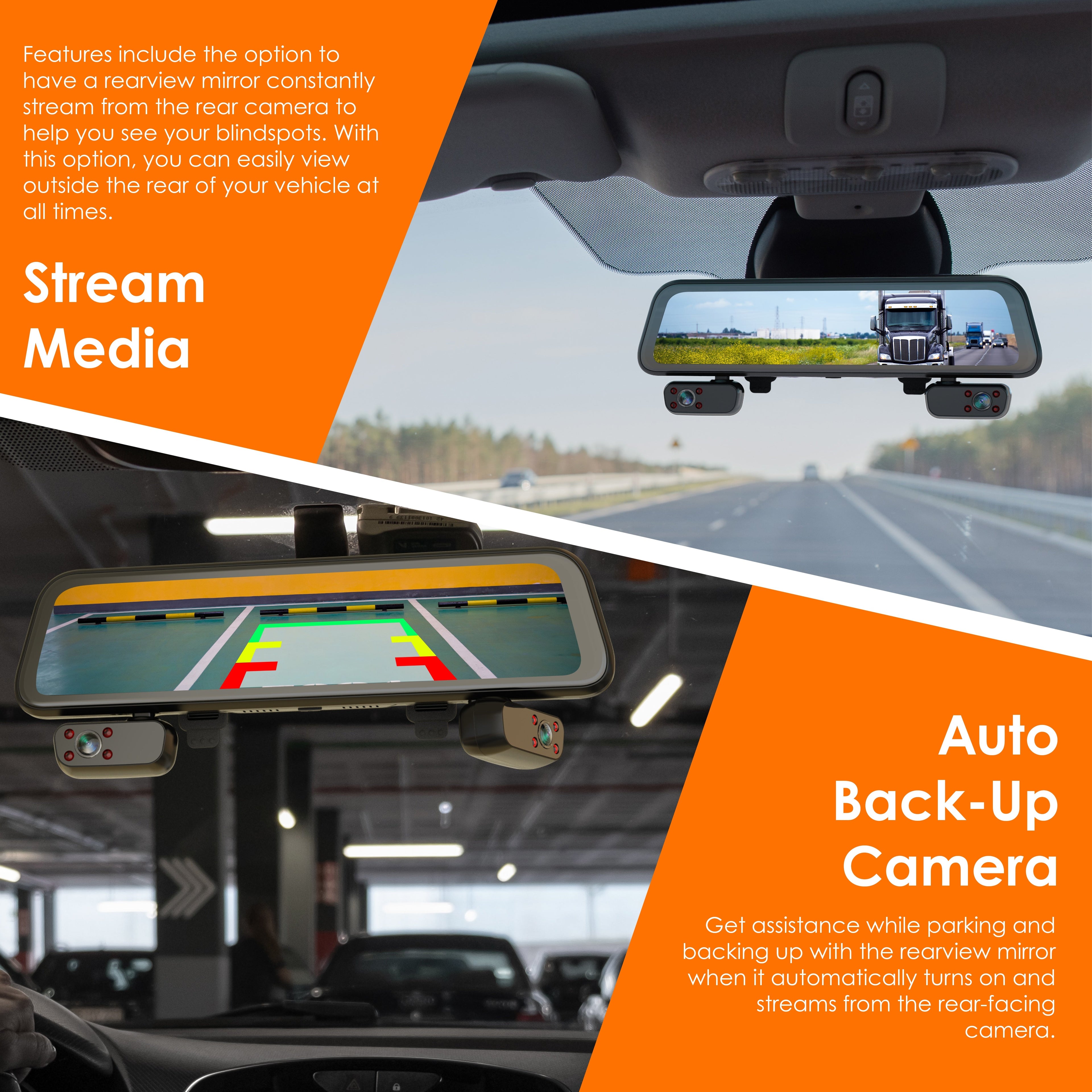 Rexing M4 4-CHANNEL MIRROR DASH CAM 12” Touch Screen Mirror Dash Cam, 1080p with GPS - We The Collective