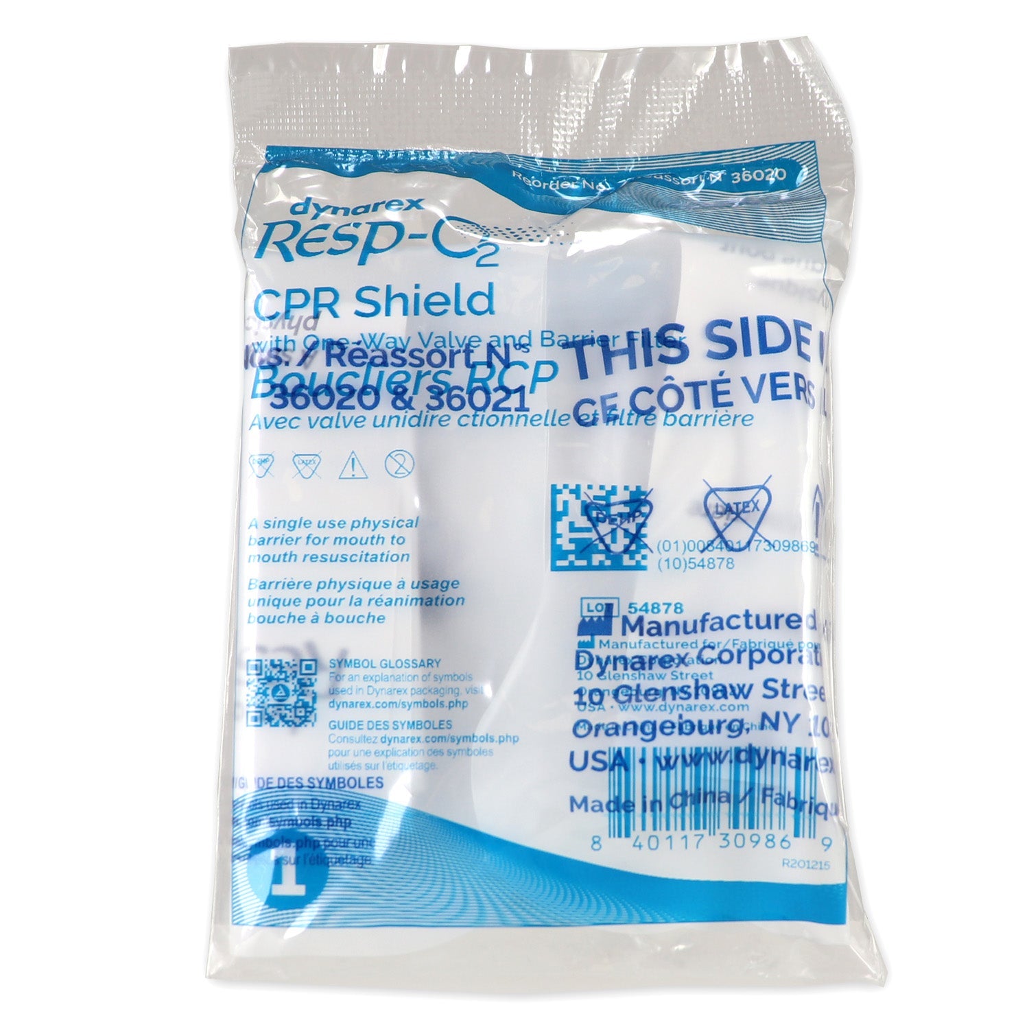 CPR barrier from quakekits.com, portable CPR equipment with protective face shield for emergency resuscitation use.