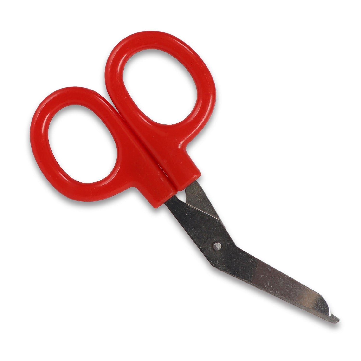 4-inch angled blade scissors from QuakeKits First Aid Tools kit, designed for precise cutting in emergency situations.