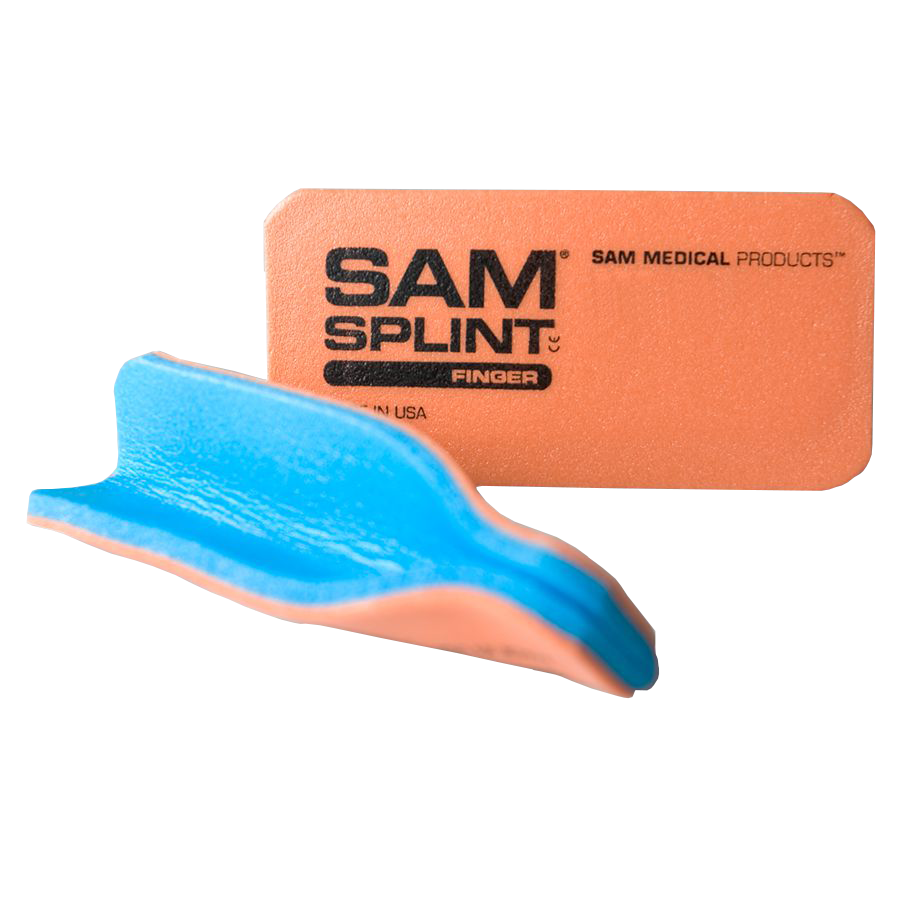 Set of ten reusable Sam Splint finger splints for first aid, flexible and lightweight medical tools for finger injury support.