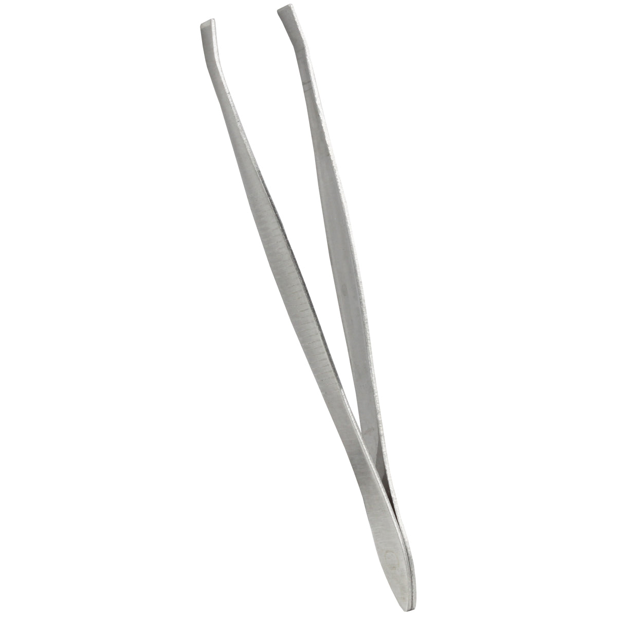 Slanted 3-inch tweezers from quakekits.com, a first aid tool used for precise removal of splinters and small objects.