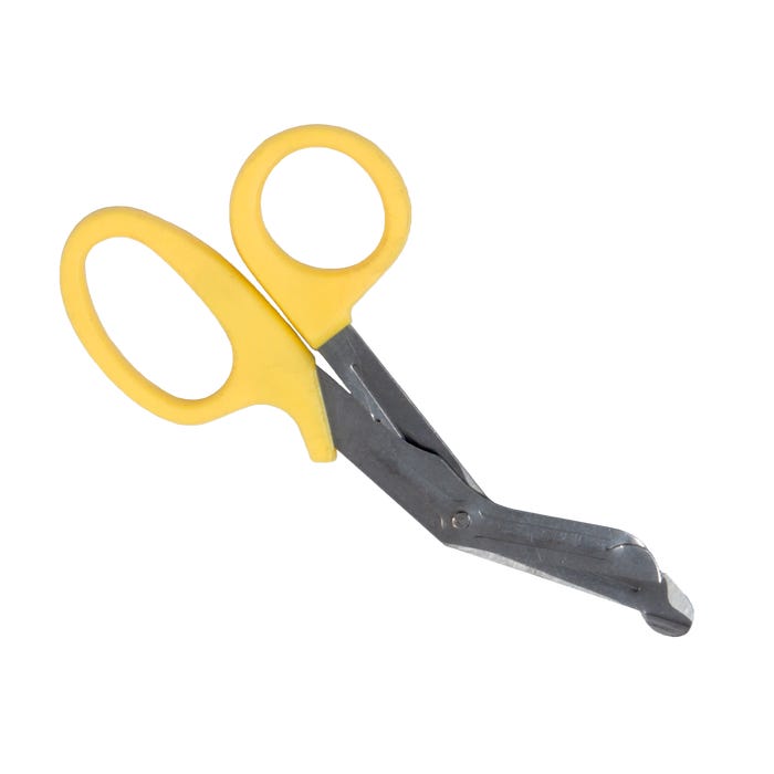 Utility shears from quakekits.com, 7-1/4-inch first aid tool with sturdy blades for cutting bandages and medical supplies.