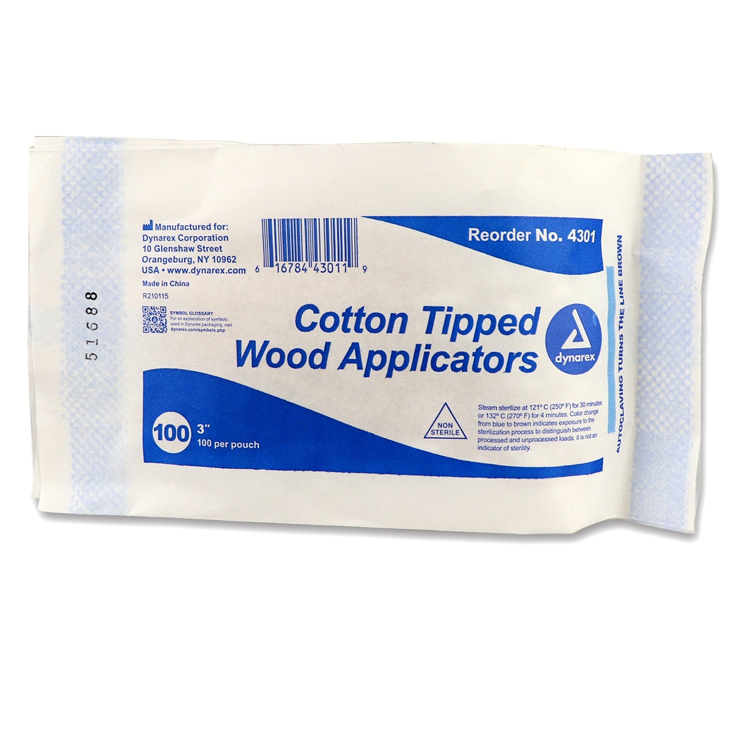 Cotton tipped applicator, 3-inch, non-sterile, first aid tool with 100 per package, ideal for medical and first aid use.