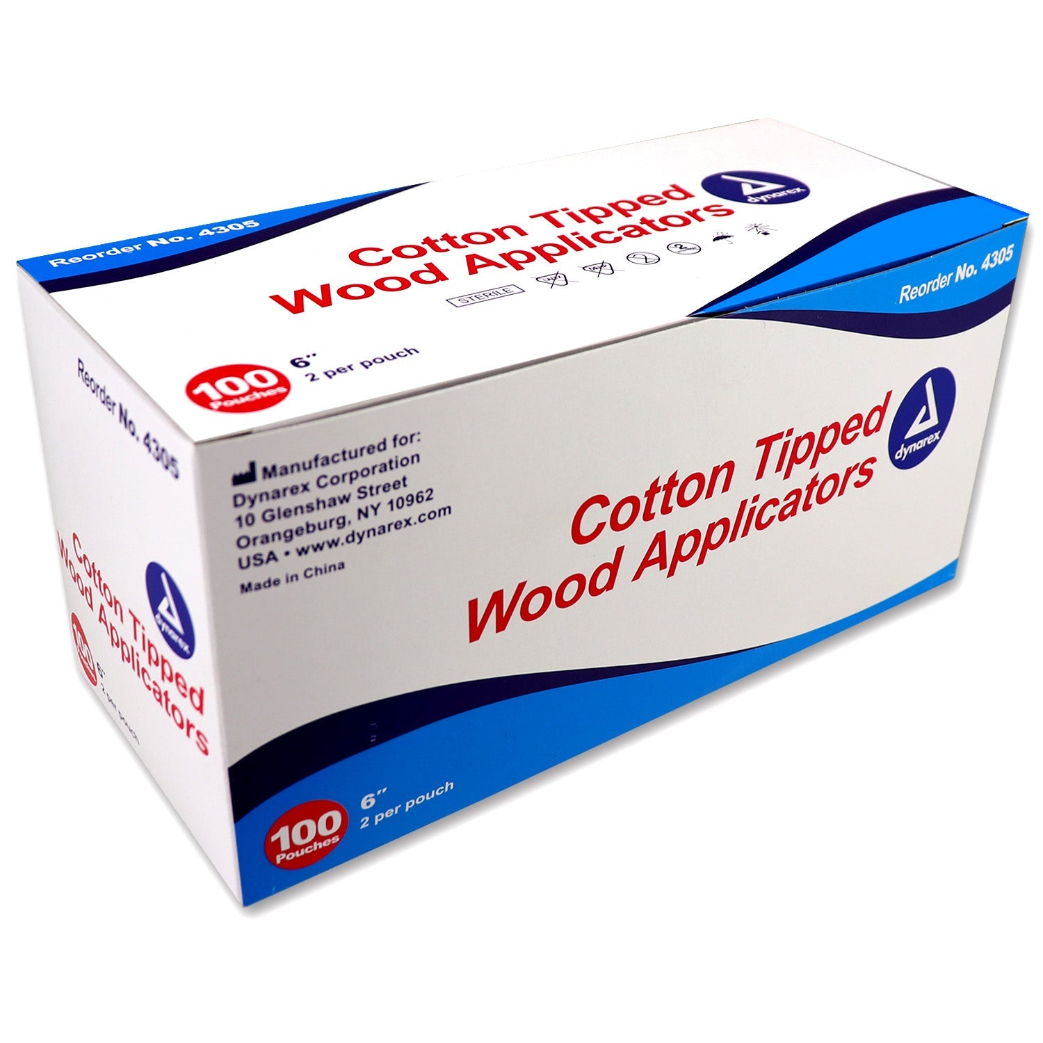 Sterile 6-inch cotton tipped applicators for first aid, shown with 200 per box, ideal for cleaning and applying medication.