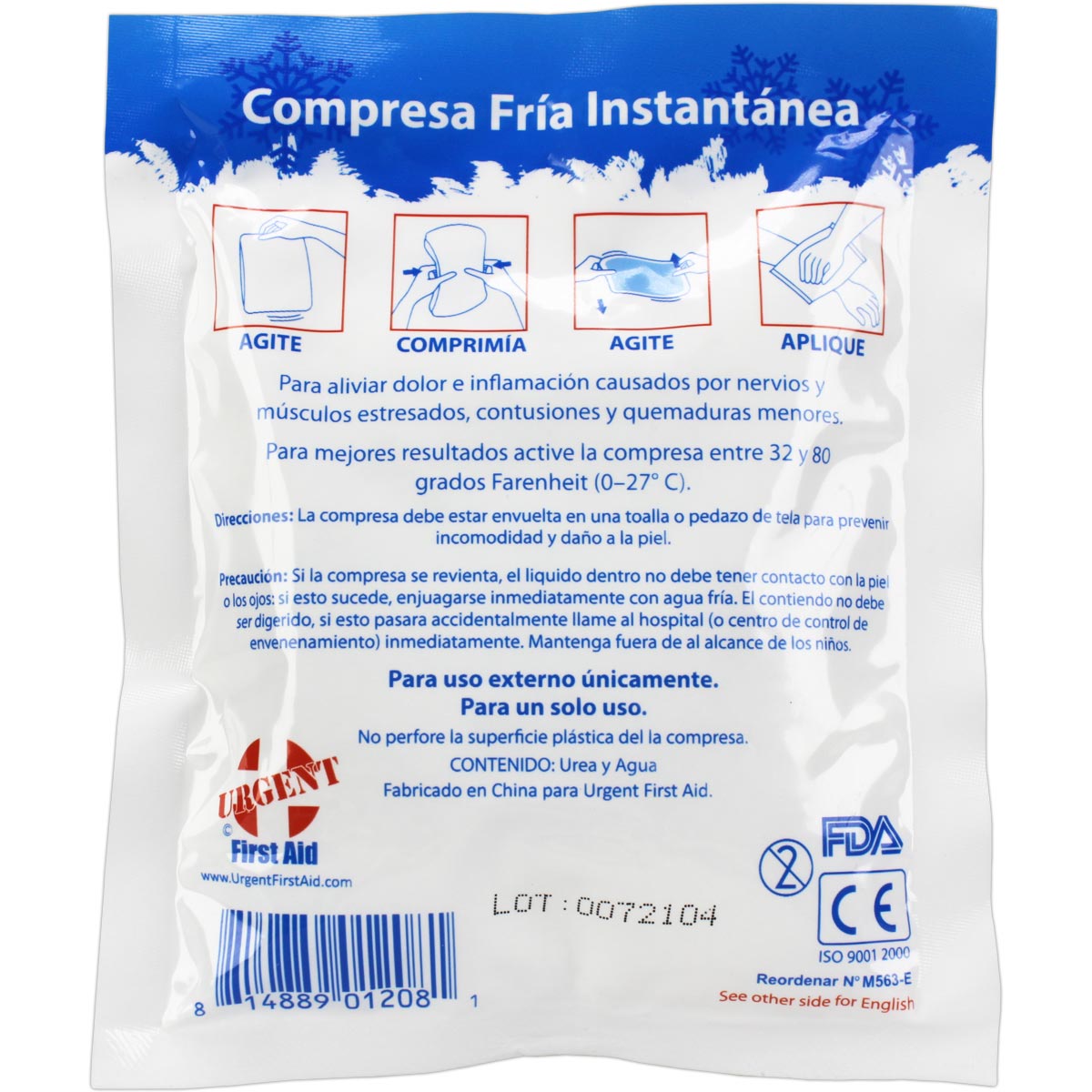 Burn treatment cold compress measuring 4x5 inches from quakekits.com, designed for instant first aid relief.