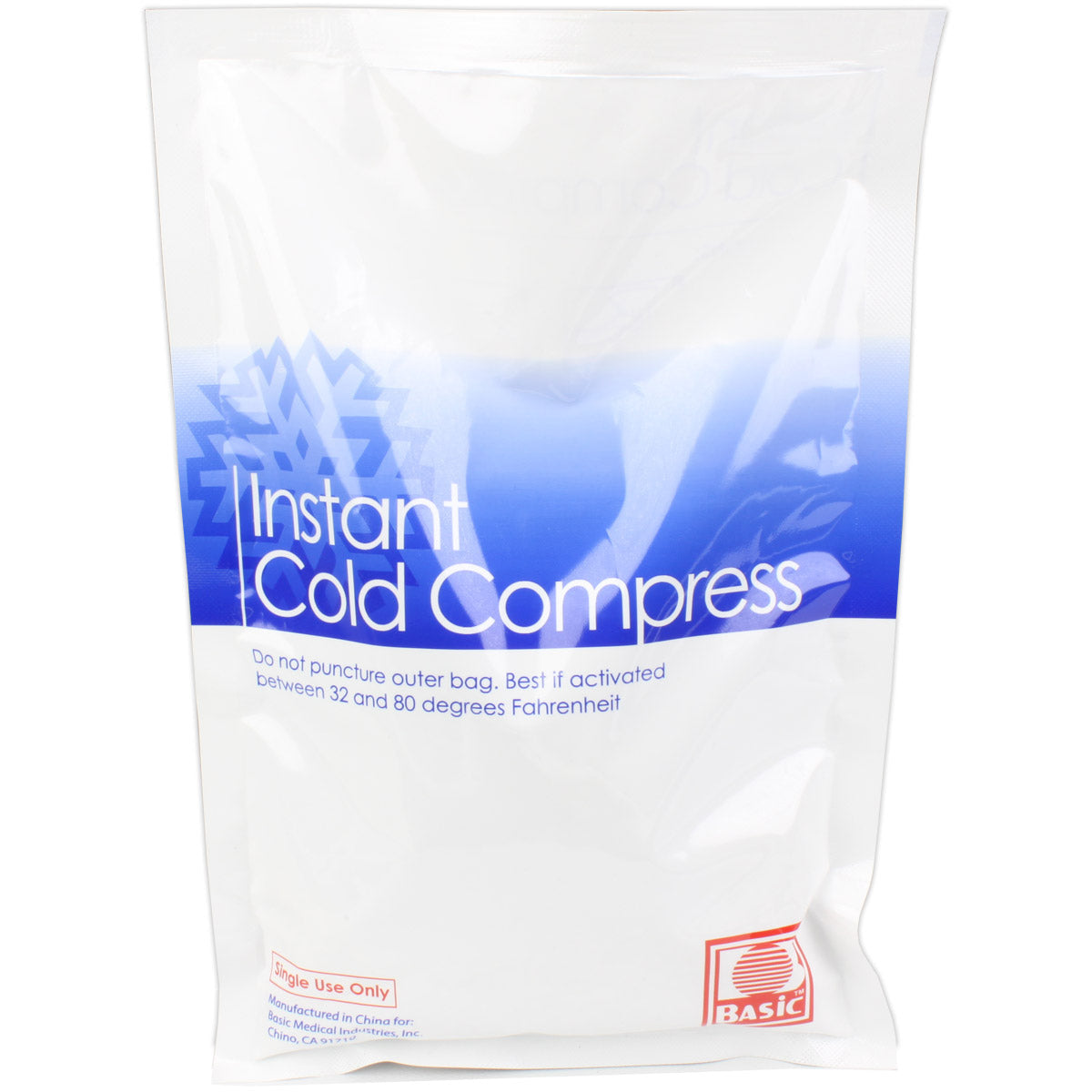 6x9 inch instant cold compress for burn treatment, showing a flexible gel pack used for cooling burns and injuries.