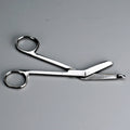 Deluxe 5-3/4 inch stainless steel bandage scissors, first aid tool for medical and emergency use, shown on white background.