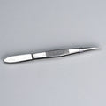 Stainless steel deluxe pointed edge tweezers, 4.5 inches, ideal for first aid tools, shown on a white background