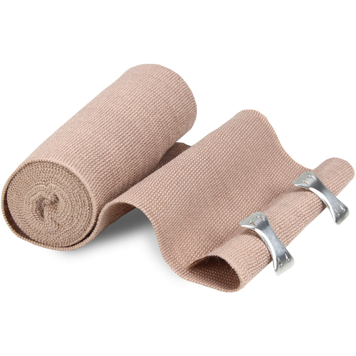 Elastic Ace bandage by quakekits.com, 4-inch x 5-yard stretch wrap with two fasteners for secure support.