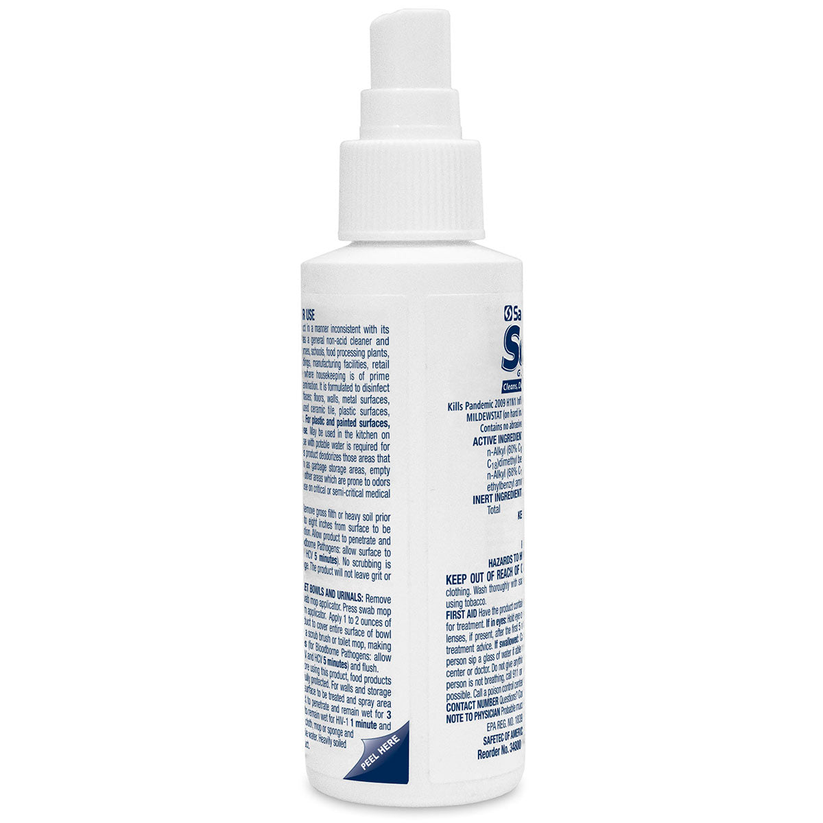Sanizide Plus germicidal surface cleaner in a 4 oz plastic spray bottle, used for hygienic disinfection and sanitizing surfaces.