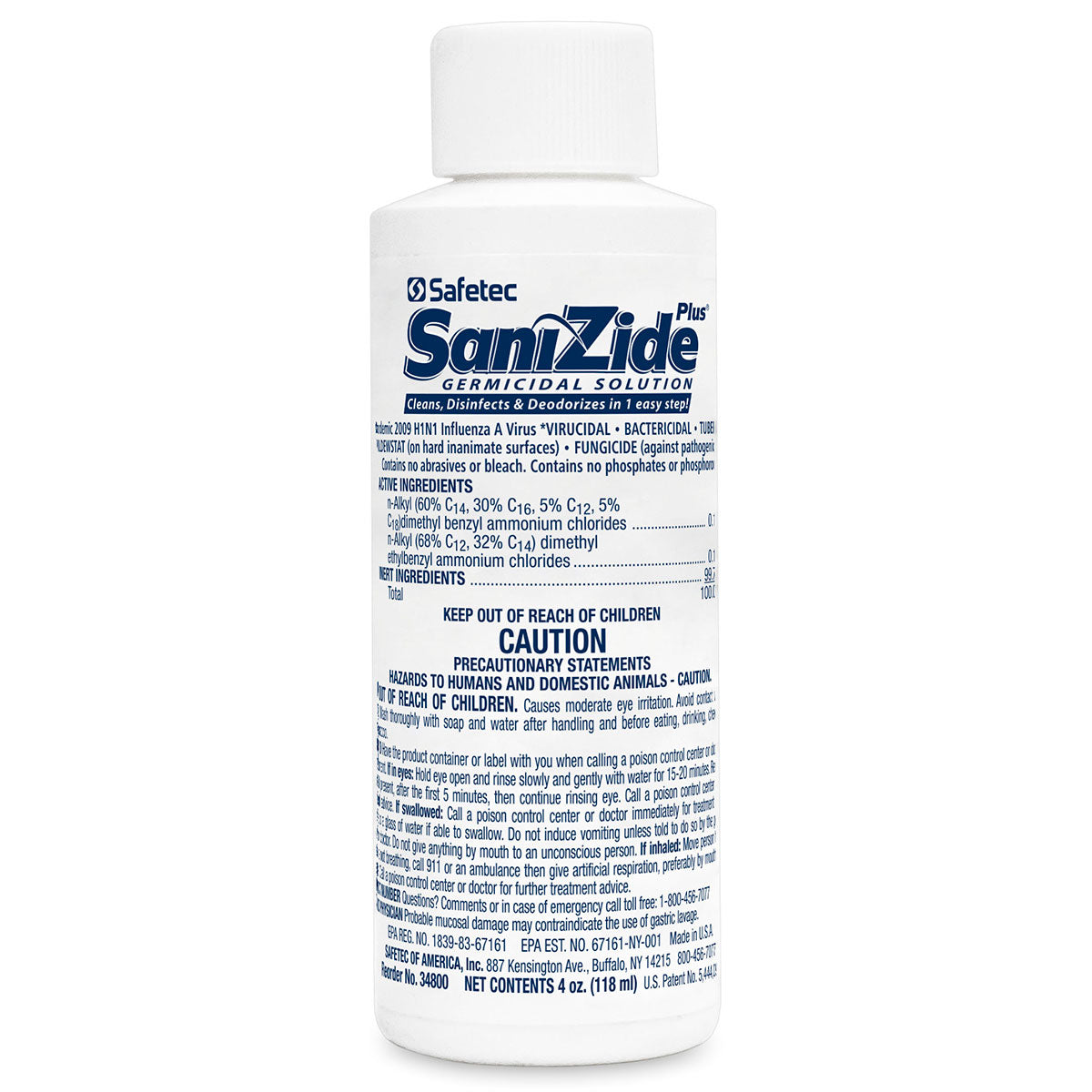 Sanizide Plus germicidal surface disinfectant in a 4 oz. plastic spray bottle, hygiene product by quakekits.com