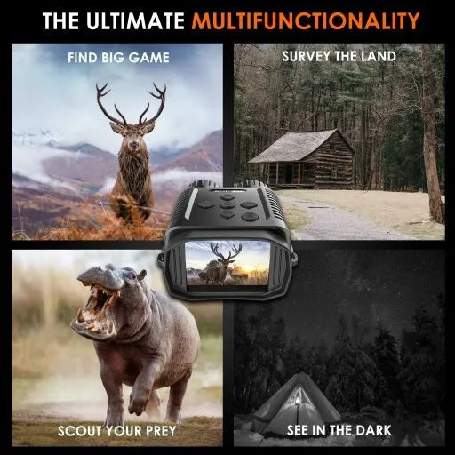 REXING B1 Mini digital binoculars with 1080p night vision and viewing screen for outdoor adventures and hunting.