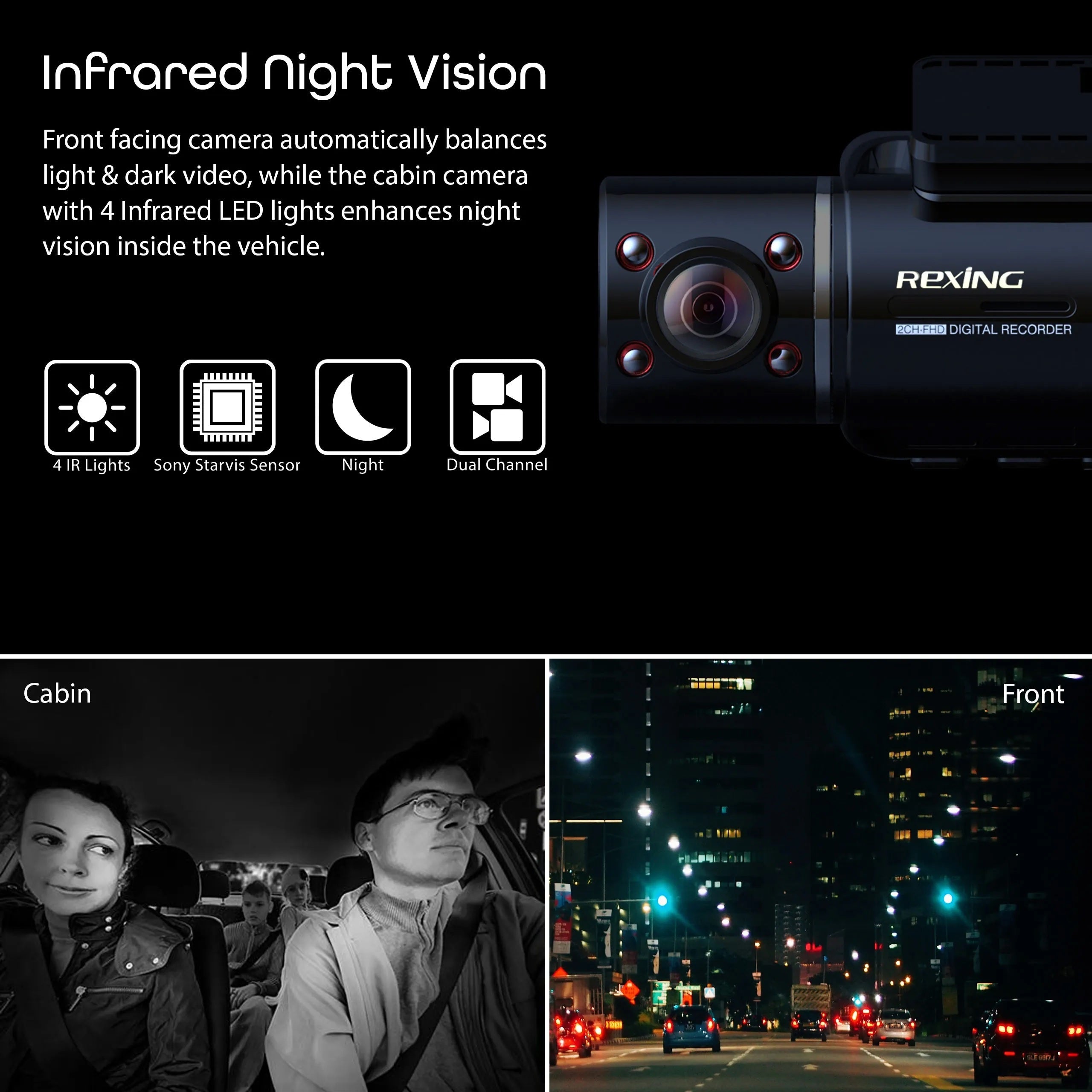 Rexing V3 Bundle Dual Camera Front and Inside Cabin Full HD 1080p with WiFi and Built-in GPS - We The Collective