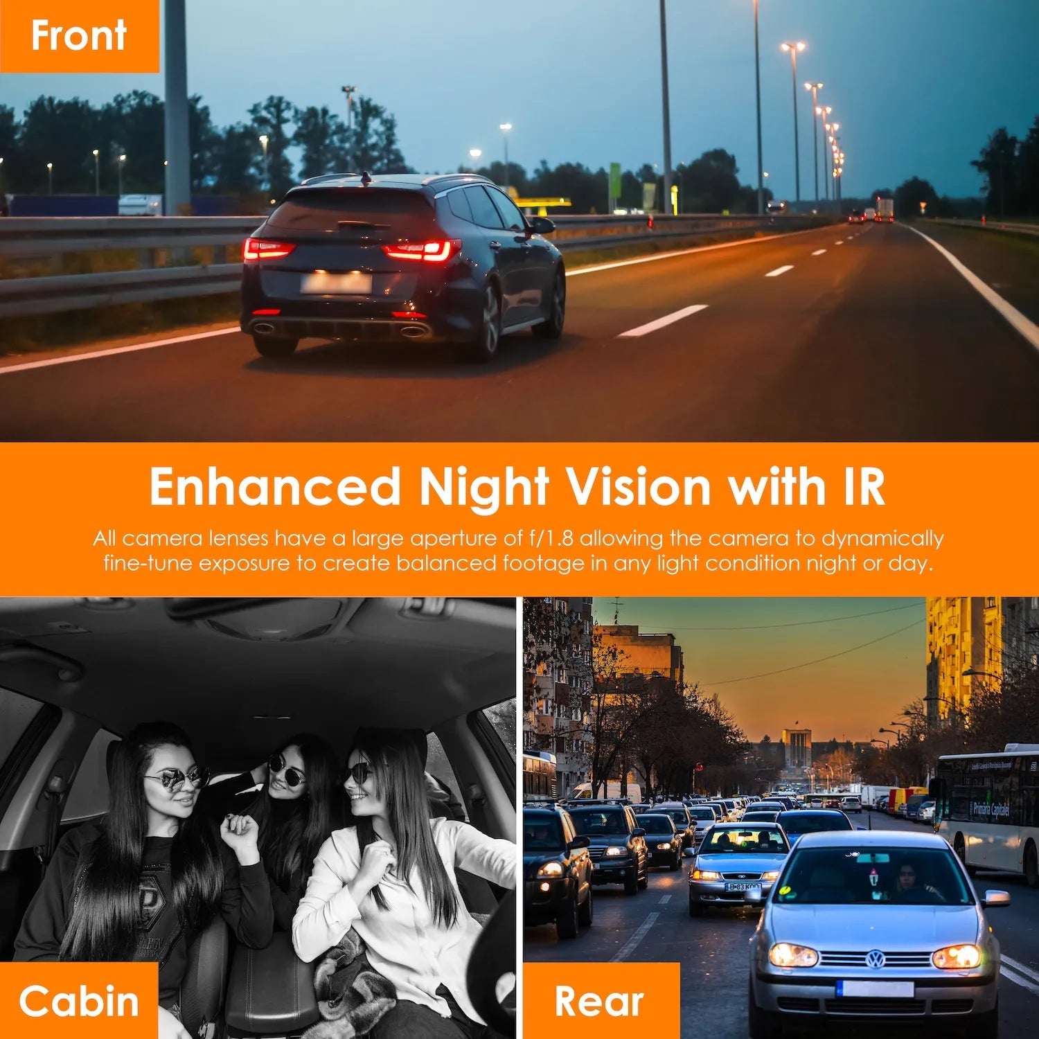 Rexing V2 PRO AI Dash Cam, 3-Channel Front/Cabin/Rear 1080p Recording with Wi-Fi and GPS - We The Collective