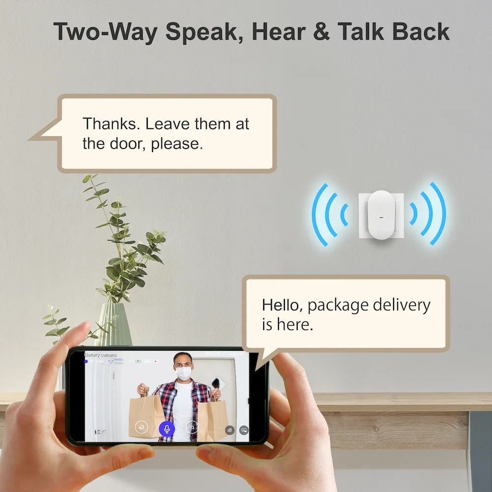 Rexing SDB1 smart wireless video doorbell camera showing 1080p image, with WiFi connection and sleek design for home security.