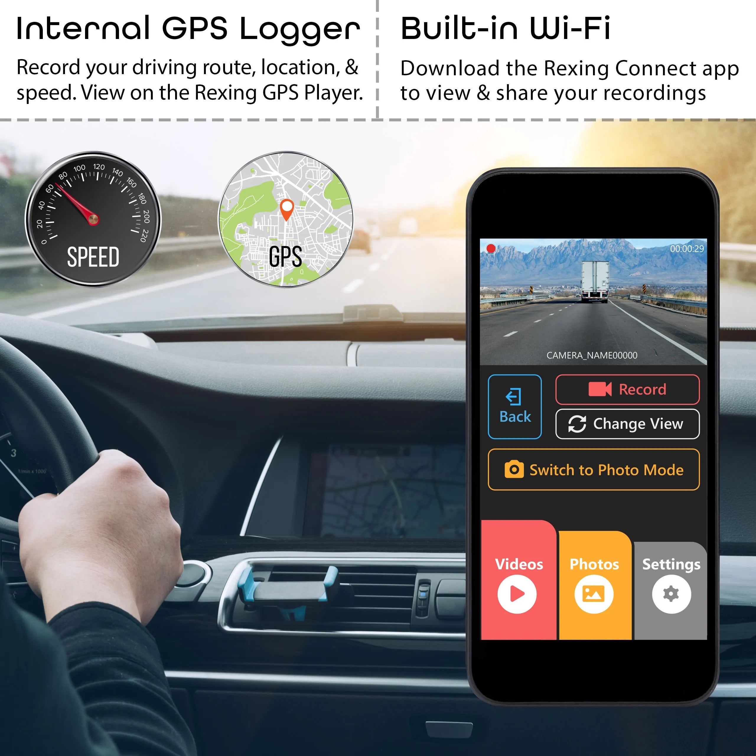 Rexing V3 Bundle Dual Camera Front and Inside Cabin Full HD 1080p with WiFi and Built-in GPS - We The Collective