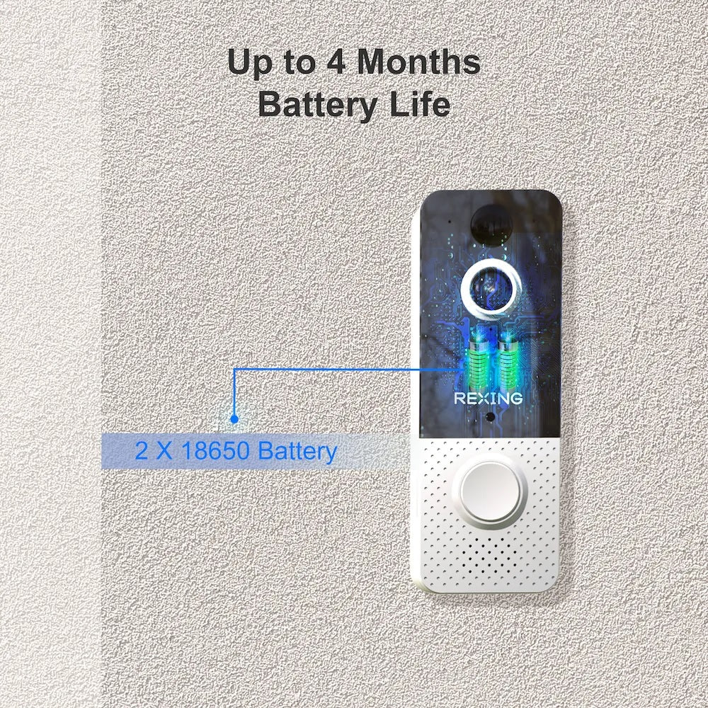 Rexing SDB1 smart wireless video doorbell camera with 1080p recording, WiFi connectivity, and sleek doorbell design
