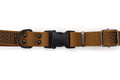 Earth brown leather dog collar by Euro-Dog Collars, featuring Celtic sport design and durable craftsmanship for your pet.