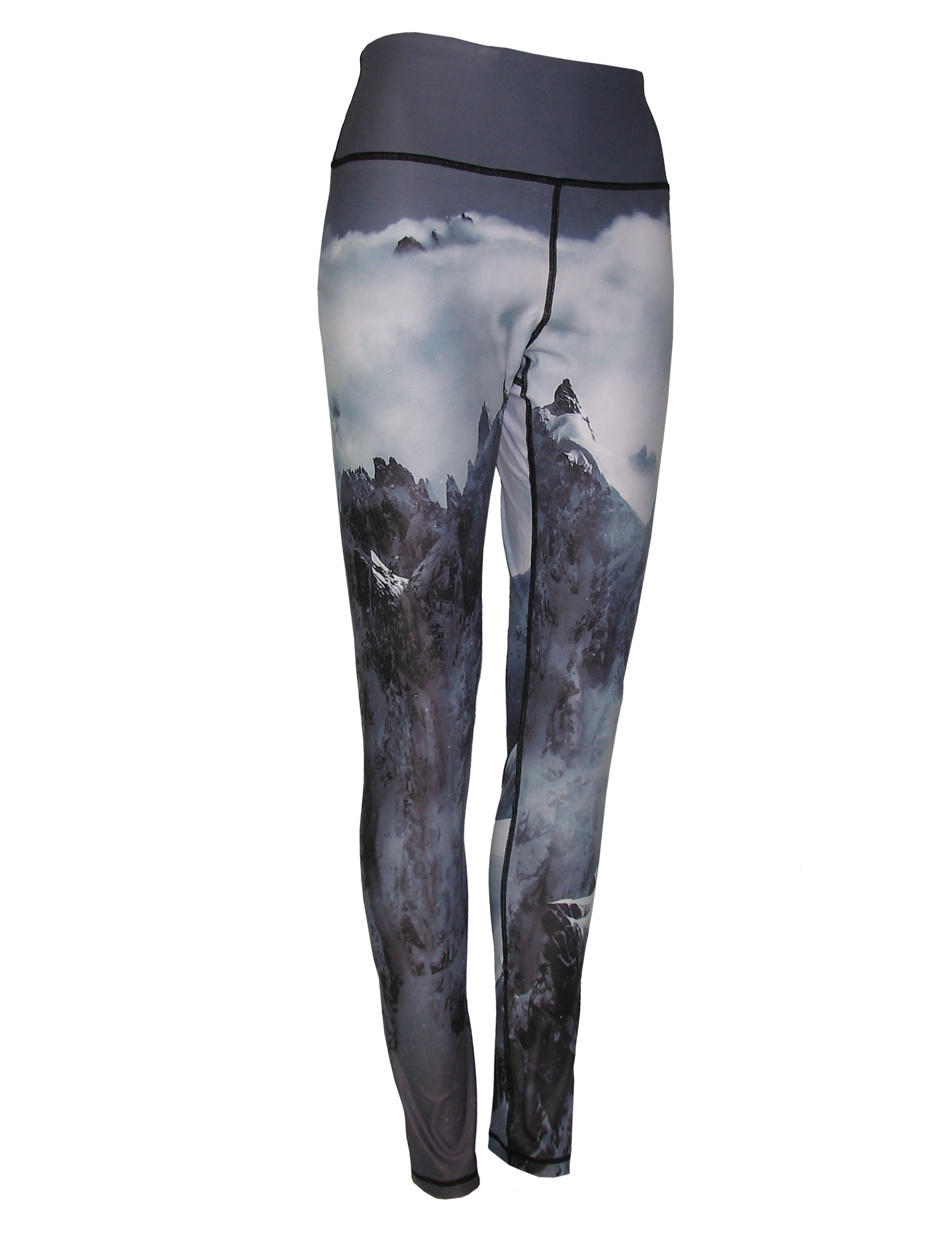 Jagged Edge Mountain print all sport leggings by Cognito Brands with a bold mountain pattern on stretchy athletic fabric.
